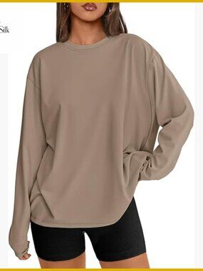 Oversized Long Sleeve T-Shirt, Regular Fit, Lightweight Polyester Blend